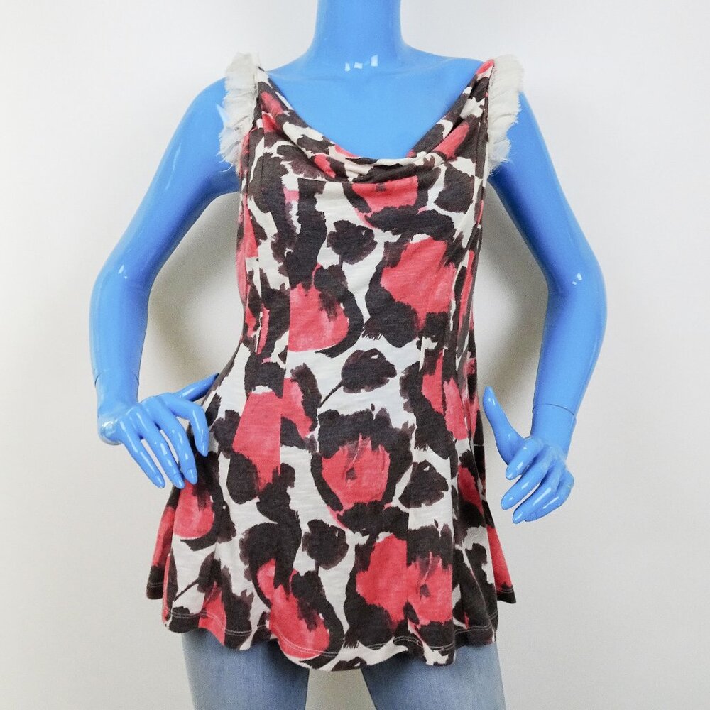 Anthropologie Deletta Fit & Flare Ruffle Sleeveless Tank Top Blouse Tunic M 8 10